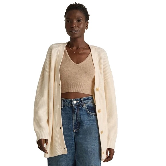Women's Cream Cardigan Sweater - Picture 1 of 11